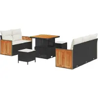 vidaXL Ensemble de canapés de jardin , 8 pièces, 8 places, noir et crème