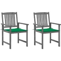 vidaXL Chaises de jardin avec coussins 2 pcs. Gris Bois massif Acacia