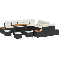 vidaXL Ensemble de canapés de jardin , 14 pièces, 13 places, noir et crème