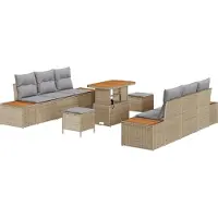 vidaXL Ensemble de canapés de jardin avec coussins, 9 pièces, beige et gris clair
