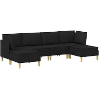 vidaXL Ensemble de salon avec coussins et rangement, 6 pièces, tissu noir