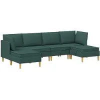 vidaXL Ensemble de salon avec coussins, 6 pièces, tissu vert foncé