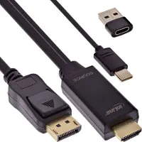 InLine câble convertisseur HDMI vers DisplayPort, 4K60Hz, noir/or, 1,5m