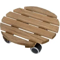 Esschert Design Support rond en bois, chariot à roulettes, brun