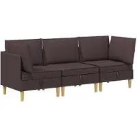vidaXL Ensemble de salon avec coussins, 3 pièces, tissu marron foncé