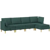 vidaXL Ensemble de salon avec coussins, 5 pièces, tissu vert foncé