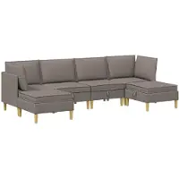 vidaXL Ensemble de salon avec coussins et rangement, 6 pièces, tissu taupe