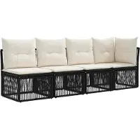 vidaXL Ensemble de canapés de jardin , 12 pièces, en polyrotin noir et crème