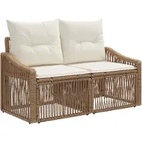 vidaXL Canapé de jardin 2 places, beige, en polyrotin