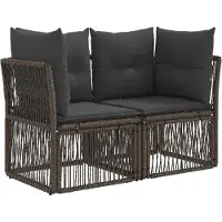 vidaXL Canapé de jardin 2 places, gris, en polyrotin