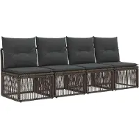 vidaXL Canapé 4 places, 4 pièces, 4 places, gris, polyrotin