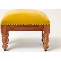 Homescapes Repose-Pieds Rectangulaire En Velours Jaune Moutarde