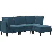 vidaXL Ensemble de salon avec coussins et rangement, 4 pièces, velours bleu