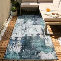 FRAAI Tapis de couloir lavable - Domingo Grunge Vert/Crème | 80x180 cm | Tapis de couloir | Tissage plat