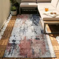 FRAAI Tapis de couloir lavable - Domingo Grunge terra/Crème | 80x250 cm | Tapis de couloir | Tissage plat
