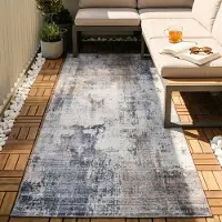 FRAAI Tapis de couloir lavable - Domingo Grunge Taupe/Crème | 80x200 cm | Tapis de couloir | Tissage plat