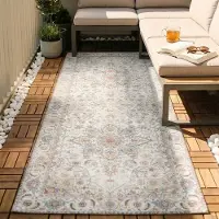 FRAAI Tapis de couloir lavable - Domingo Mandala Blanc | 80x180 cm | Tapis de couloir | Tissage plat