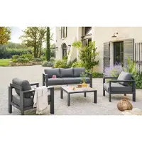 Hespéride Évasion Ensemble de mobilier de jardin 5 places - Graphite/miel