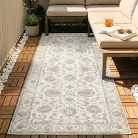 FRAAI Tapis de couloir lavable - Domingo Oriental Blanc | 80x200 cm | Tapis de couloir | Tissage plat