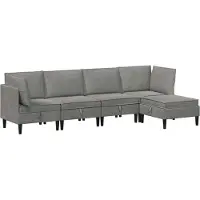 vidaXL Ensemble de salon avec coussins et rangement, 5 pièces, velours gris clair