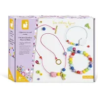 Janod bricolage de bijoux - Kit de bricolage de perles arc-en-ciel pour enfants