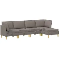 vidaXL Ensemble de salon avec coussins et rangement, 5 pièces, tissu taupe