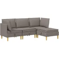 vidaXL Ensemble de salon avec coussins et rangement, 4 pièces, tissu taupe