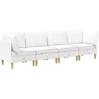 vidaXL Ensemble de salon avec coussins et rangement, 4 pièces, tissu blanc