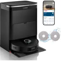 Bosch BCRDW3BX, sans sac, noir, rond, sac à poussière, rechargeable, Purification, 75 dB