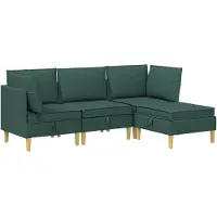 vidaXL Ensemble de salon avec coussins, 4 pièces, tissu vert foncé