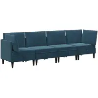 vidaXL Ensemble de salon avec coussins et rangement, 4 pièces, velours bleu