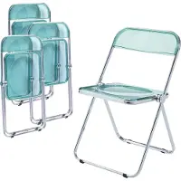En.casa Chaise pliante 'Pornainen' set de 4 pièces structure acier vert menthe, transparent