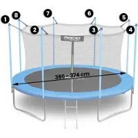 Neo-Sport Filet d'intérieur pour trampoline 374cm 12ft