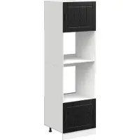 vidaXL Armoire de four PORTO, noir aspect chêne, 60 x 57 x 207 cm