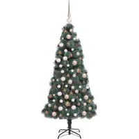 vidaXL Arbre de Noël artificiel pré-éclairé avec ensemble de boules