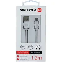 Swissten Suisse Câble de données textile USB / Micro USB 1,2 M Argent