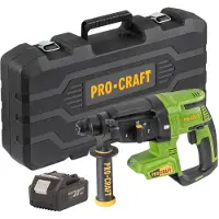 Procraft Marteau perforateur sans fil PHA40bb-c 20 V 2,6 J SDS plus Brushless + 1 batterie 4,0 Ah + mallette - sans chargeur