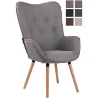 CLP Lounger Ashford Tissu I Fauteuil à oreilles rembourré I Fauteuil avec structure en bois de chêne I Hauteur d'assise : 50 cm, Couleur:gris, Couleur de la structure:Natura
