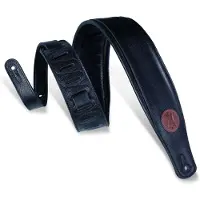 Levys Leathers Signature Legacy 3.25" Leather Guitar Strap Black with Brown Logo