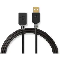 Nedis Câble USB - USB 2.0 - USB-A mâle - USB-A femelle - 480 Mbps - plaqué or - 3.00 m - rond - PVC - anthracite - boîtier