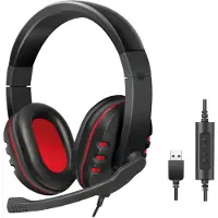 Logilink HS0033 Casque USB Haute Qualité, avec microphone, noir/rouge