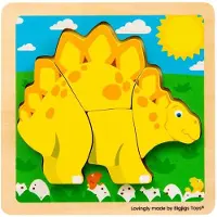 Bigjigs Puzzle en bois « Stégosaure » - 4 pièces