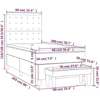 vidaXL Lit boxspring avec matelas noir 90x200 cm Tissu