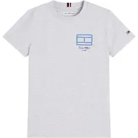 Tommy Hilfiger T-Shirt 'Outline Flag Logo' bleu / gris chiné