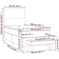 vidaXL Lit boxspring avec matelas noir 90x200 cm Tissu