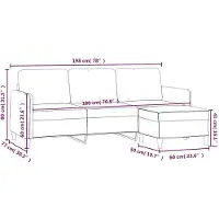 vidaXL Canapé 3 places avec pouf Noir 180 cm Tissu