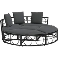 vidaXL Lit lounge d'extérieur sans toit noir Poly rotin