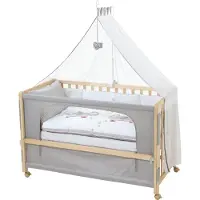 Roba Lit Cododo Complet Jumbotwins - - 60x120 Cm - 4 Roues À Freins - Naturel