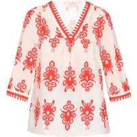 IZIA Chemisier orange / blanc
