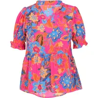 Usha Chemisier bleu / bleu clair / orange / rose